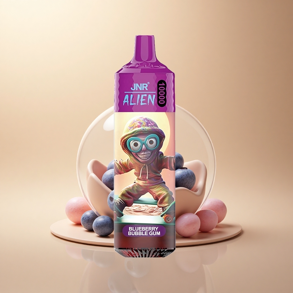 JNR Alien 10000 Borovnicová Bublinková Žvýkačka s 850mAh a RGB LED