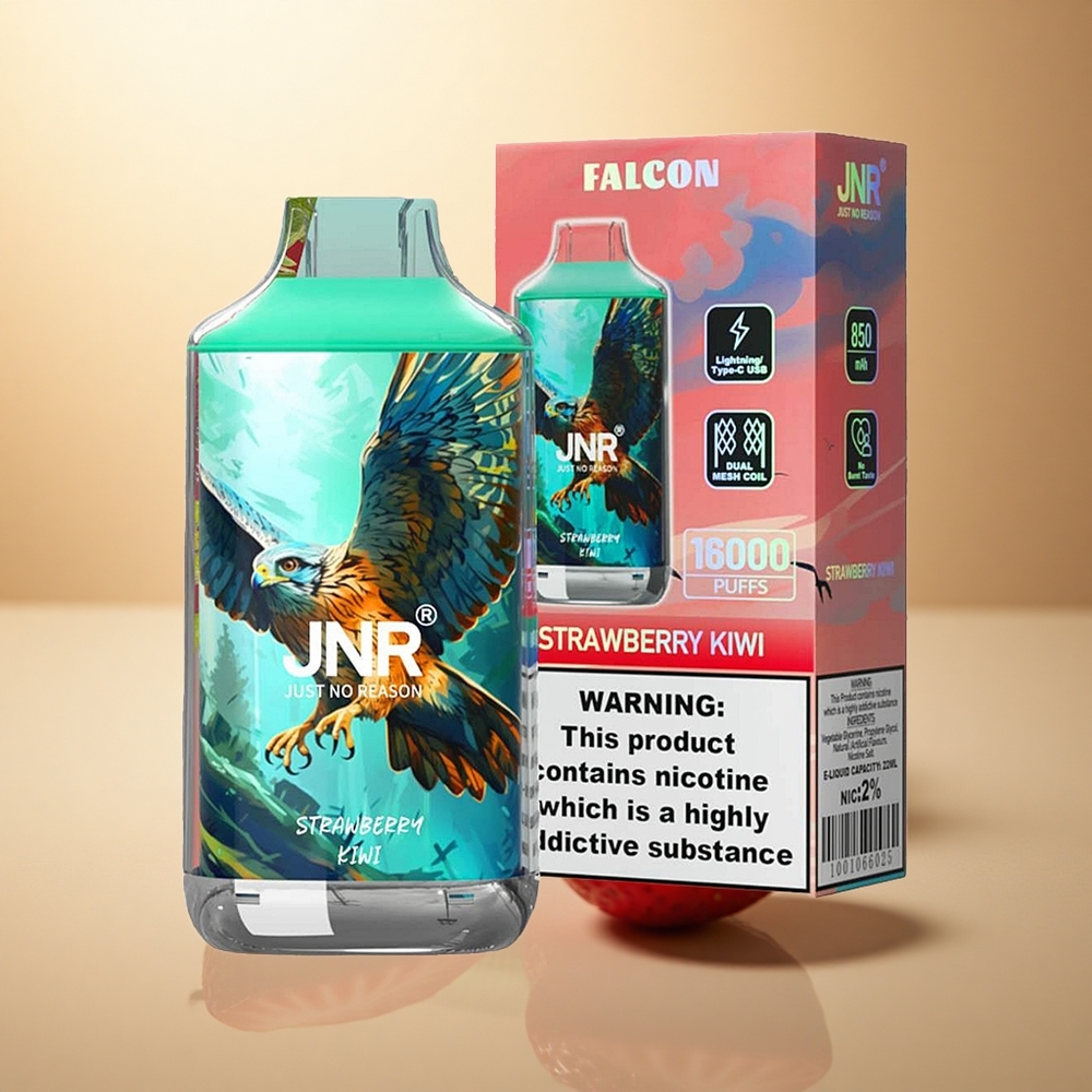 JNR Falcon 16000 Jahodové Kiwi 22ml Dual Mesh 850mAh 0% nikotinu