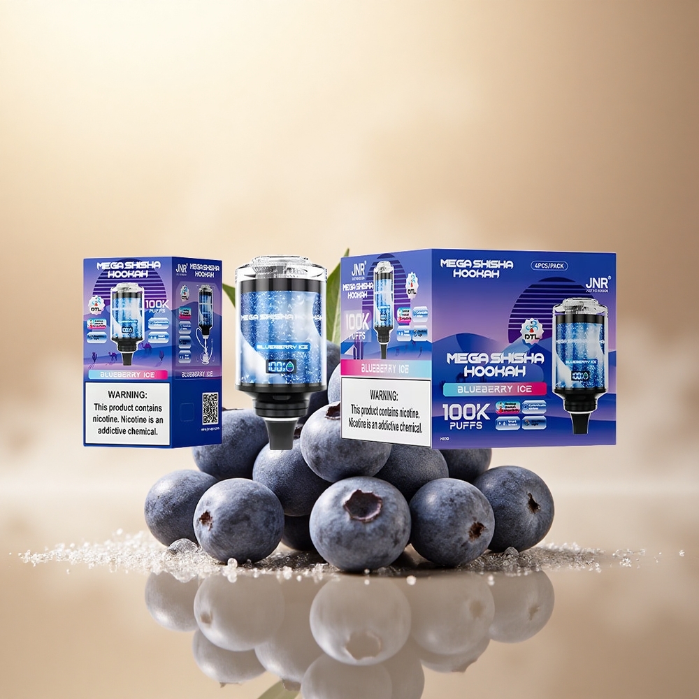 JNR Mega Shisha Hookah 100K Borovnicový Led s 2200mAh a 2% nikotinu