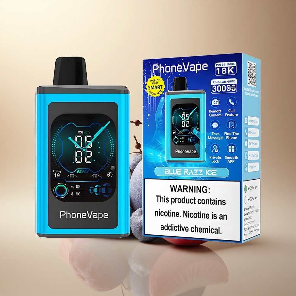 JNR PhoneVape 30000 Modrá Malina Led 850mAh Typ-C 5% Nikotin