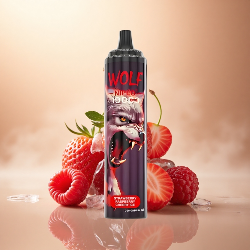 JNR Wolf Niplo 10000 Jahodový Malinový Třešňový Led s 650mAh a 0% nikotinu