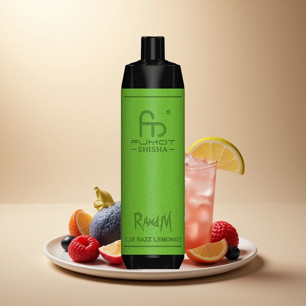 RandM Fumot Shisha 10000 Puffs Modrá Malina Limonáda s 0,5% Nikotinu a 850 mAh