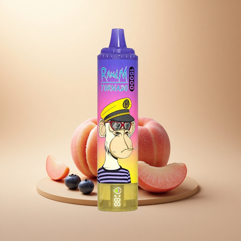 RandM Fumot Tornado 15000 Puffs Broskvovo-Borůvkové Candy 25ml 5% Nikotinu 850mAh