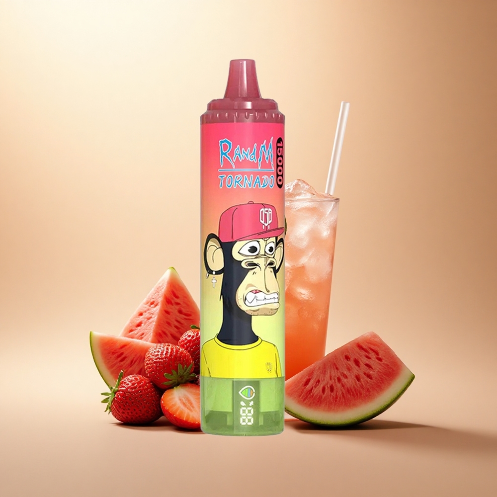 RandM Fumot Tornado 15000 Puffs Jahodový Melounový Limonáda s 850mAh a 5% nikotinu