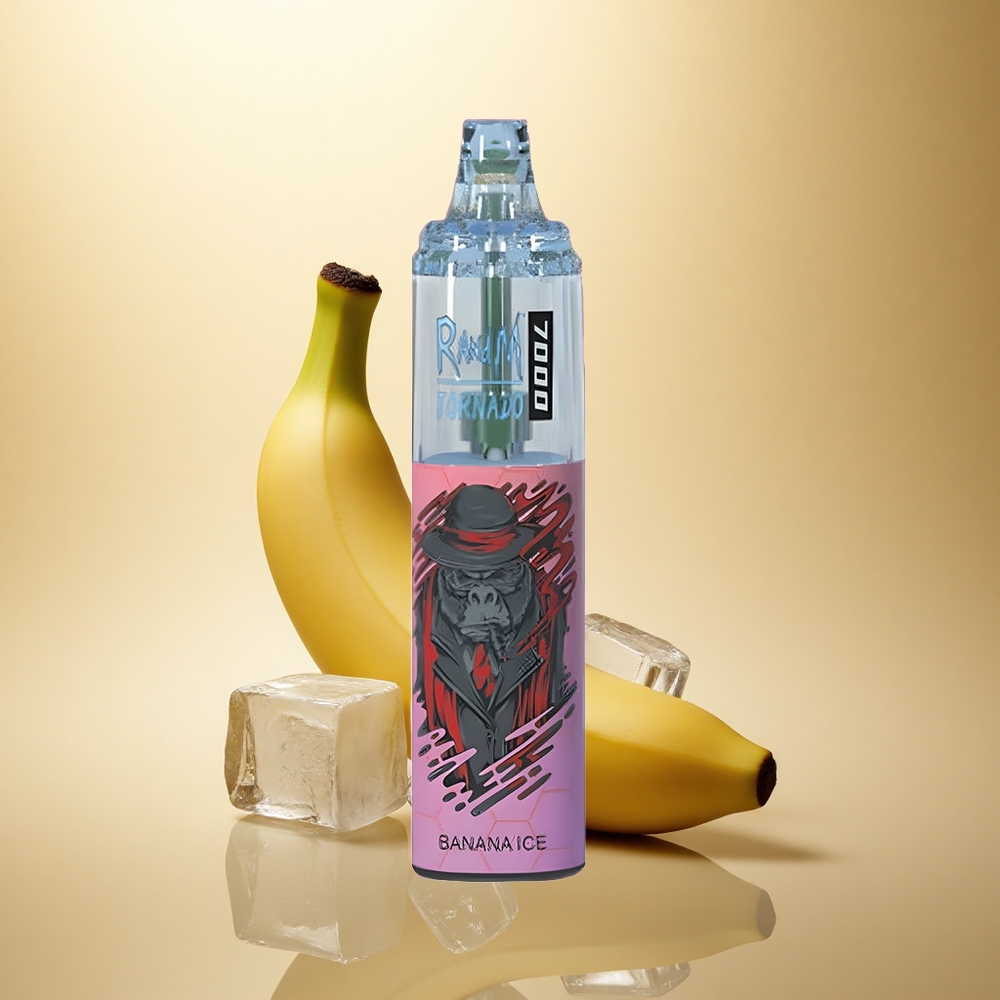RandM Fumot Tornado 7000 Puffs Banánový Led s 850 mAh a nastavitelným vzduchem
