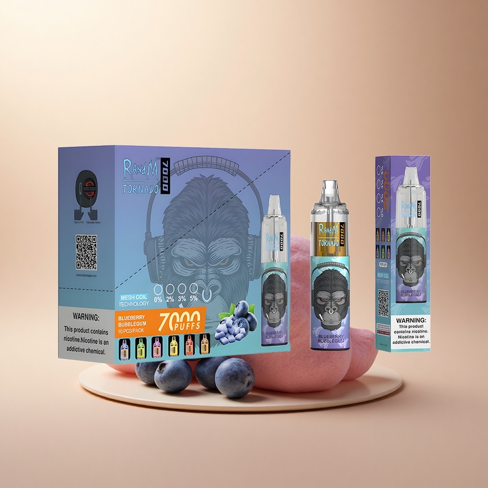 RandM Fumot Tornado 7000 Puffs Borůvková Bublinková 14ml 5% nicotine Mesh