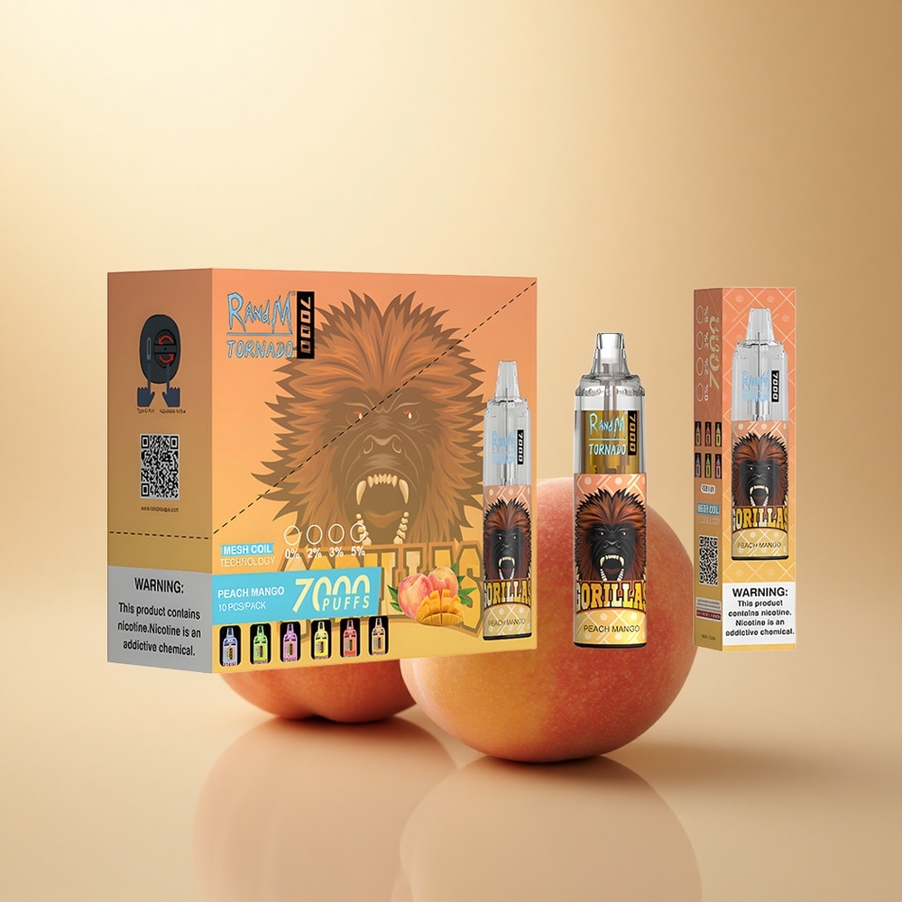 RandM Fumot Tornado 7000 Puffs Broskev Mango 14ML 850mAh Mesh