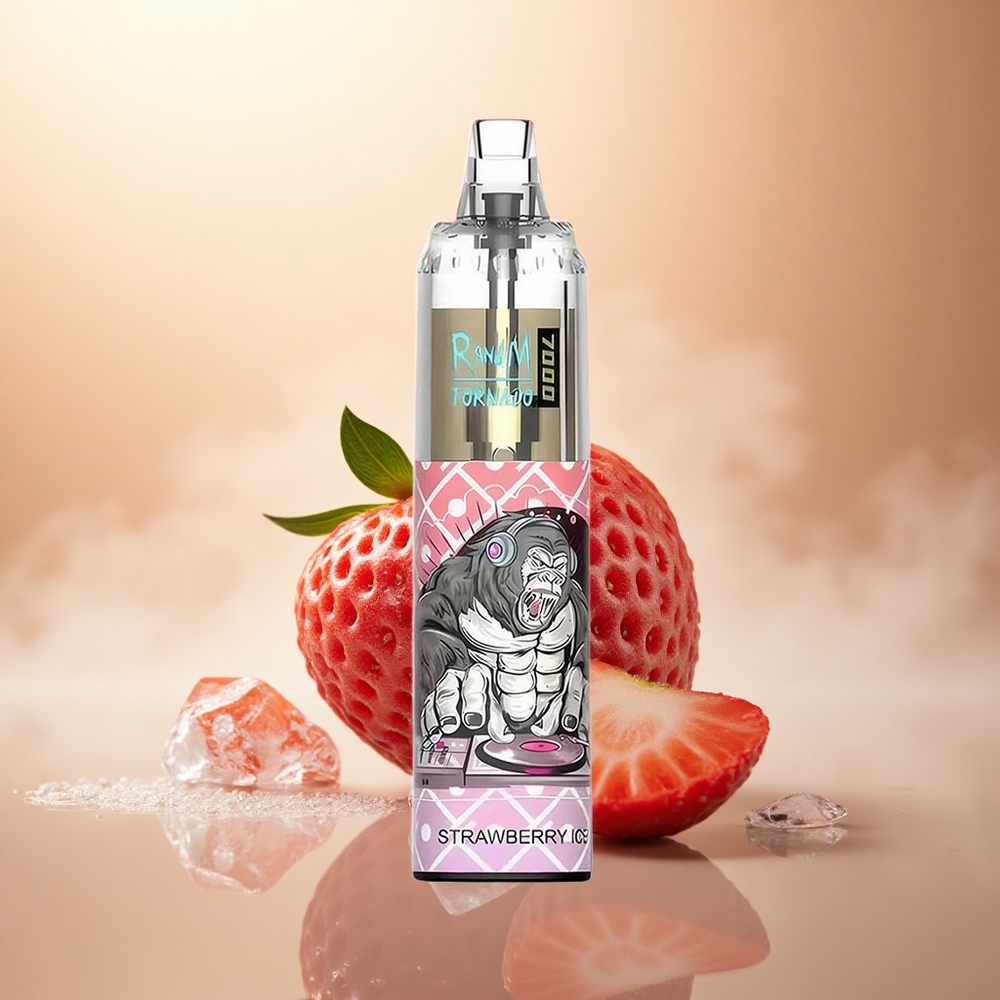 RandM Fumot Tornado 7000 Puffs Jahodový led s 14 ml e-liquid a 850 mAh