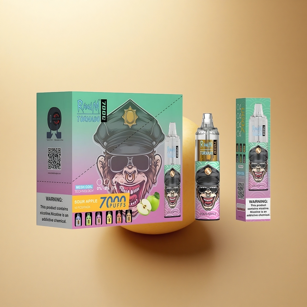 RandM Fumot Tornado 7000 Puffs Kyselé Jablko s 5% Nikotinu a 850 mAh