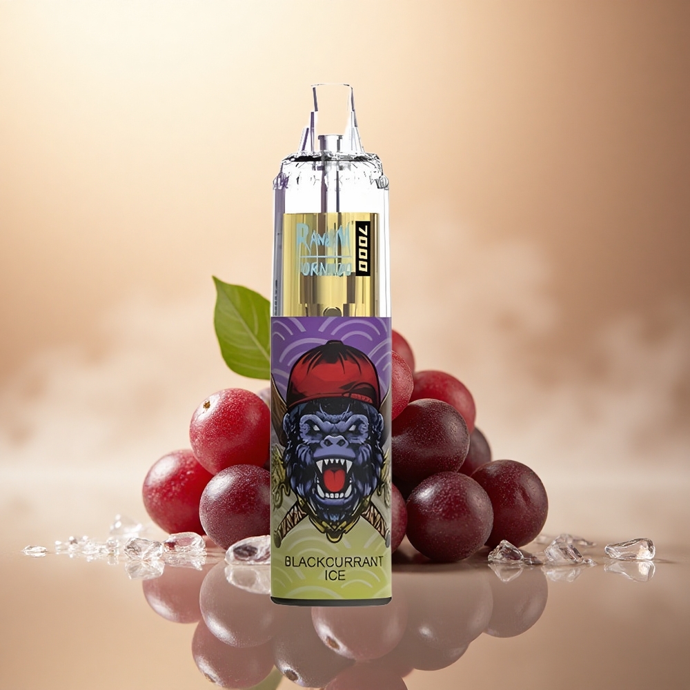 RandM Fumot Tornado 7000 Puffs Černý rybíz Led s 14ML a 5% nikotinu