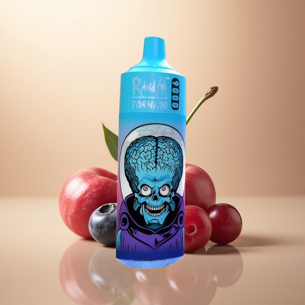 RandM Fumot Tornado 9000 Puffs Borovice Třešeň Brusinka s 850 mAh a Mesh Coil