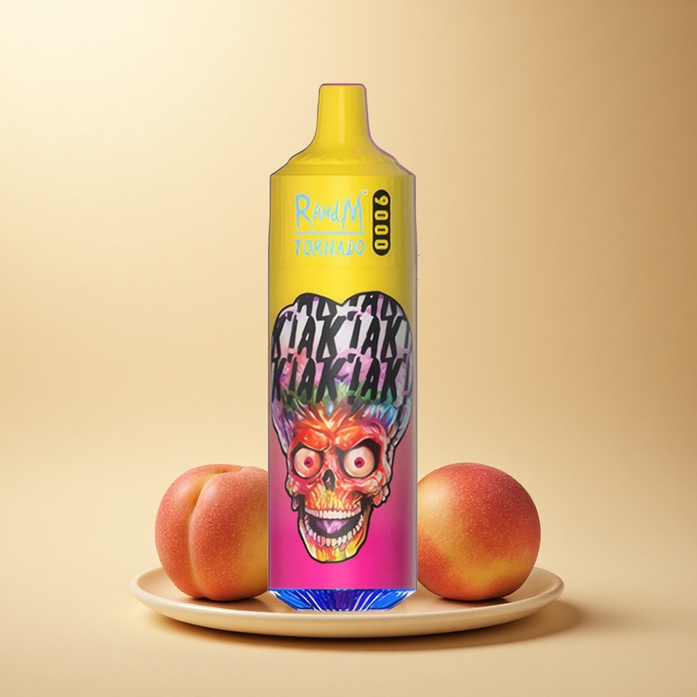 RandM Fumot Tornado 9000 Puffs Broskaňový Mango Ananas s 850 mAh a 18 mL
