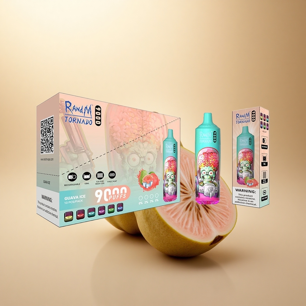 RandM Fumot Tornado 9000 Puffs Guava Ice s Mřížkovou Cívkou a 850 mAh