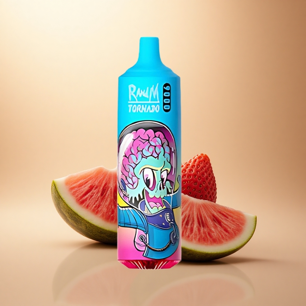 RandM Fumot Tornado 9000 Puffs Jahodový Melounový Prime s 18 ml Tekutinou a 850 mAh Baterií