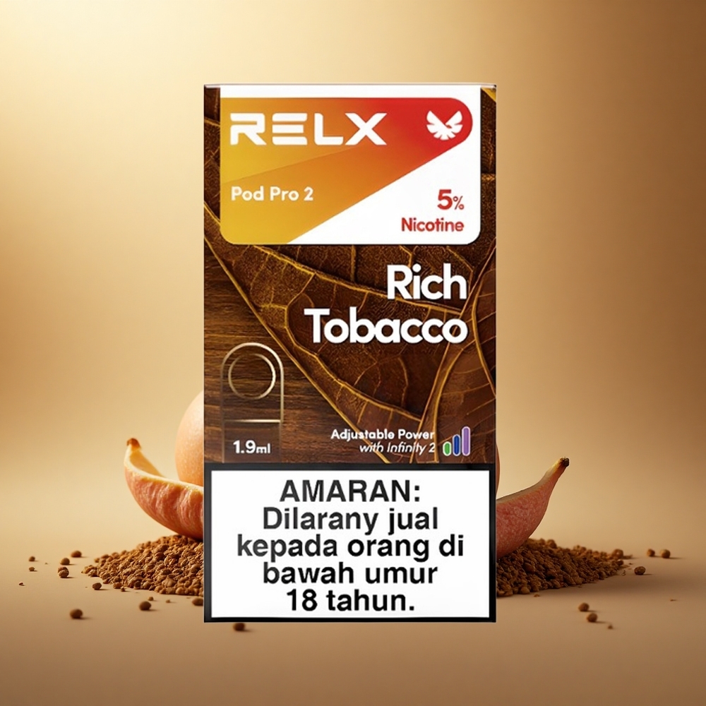 Relx Pod Pro 2 Vape Device Bohatý Tabák 50mg/ml nikotinu s 1,9ml náplní a 3 úrovněmi výkonu