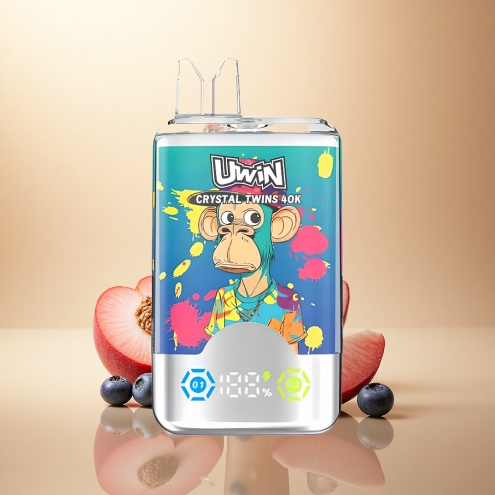 Uwin Crystal Twins 40000 Puffs Borovice na ledě Letní broskvový led s dvojím aroma a 850mAh baterií
