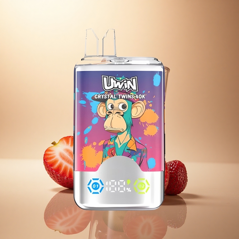Uwin Crystal Twins 40000 Puffs Jahodové Kiwi Hroznové Ledové s Dvěma Příchutěmi a 850mAh