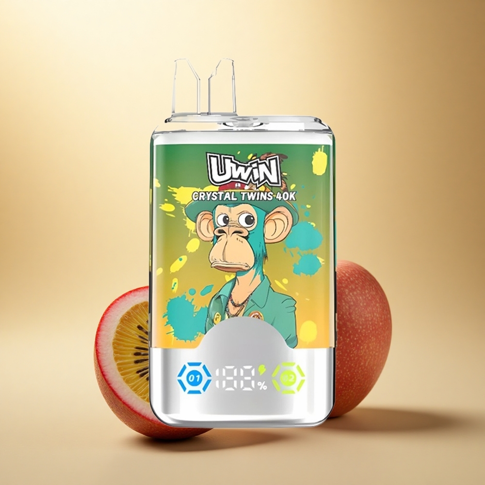 Uwin Crystal Twins 40000 Puffs Kiwi Marakuja Guava Dvě Jablka 850mAh 0,6 Ohm