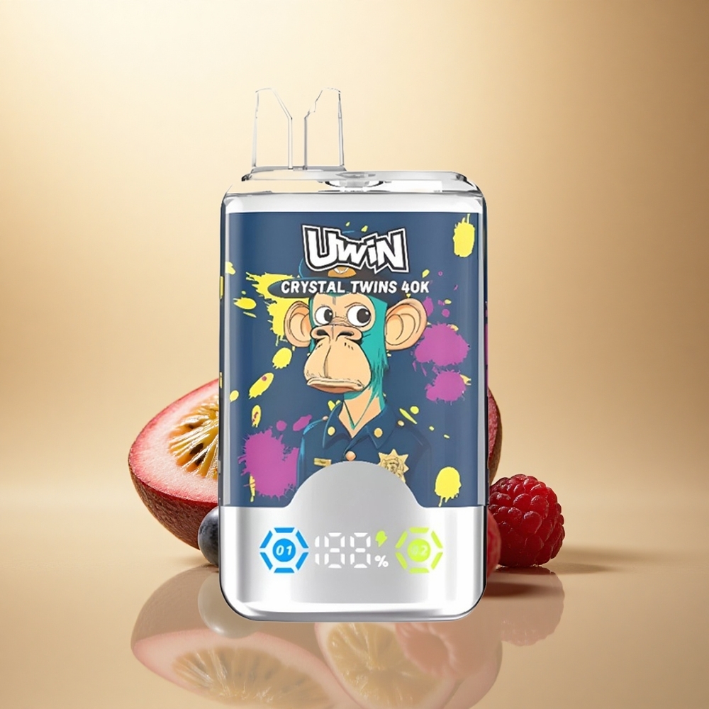 Uwin Crystal Twins 40000 Puffs Kiwi Mučenka Guava Borůvka Malina s 0% nikotinu a 850mAh baterií