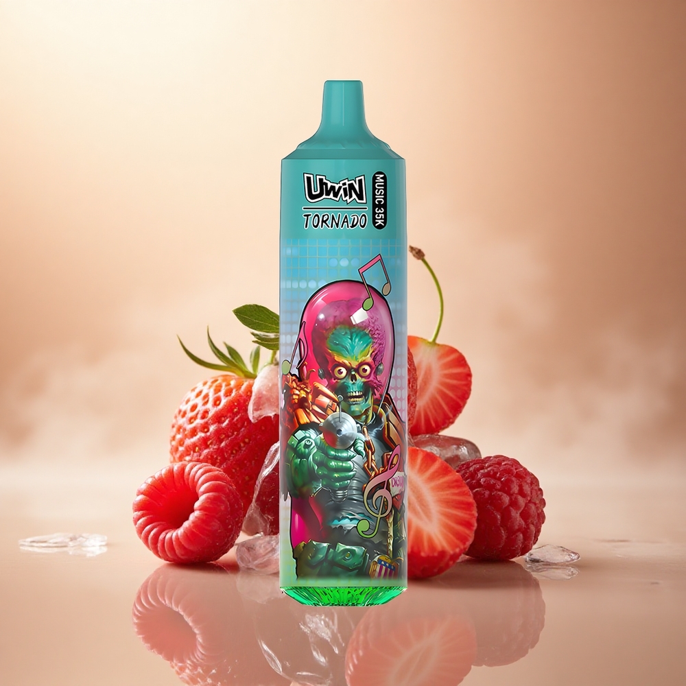 Uwin Tornado 35K Music Puffs Jahodovo Malinovo Třešňové Ice s 5% nikotinu a 600mAh